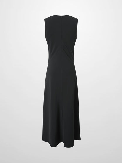 Crepe Slip Dress-Black-2