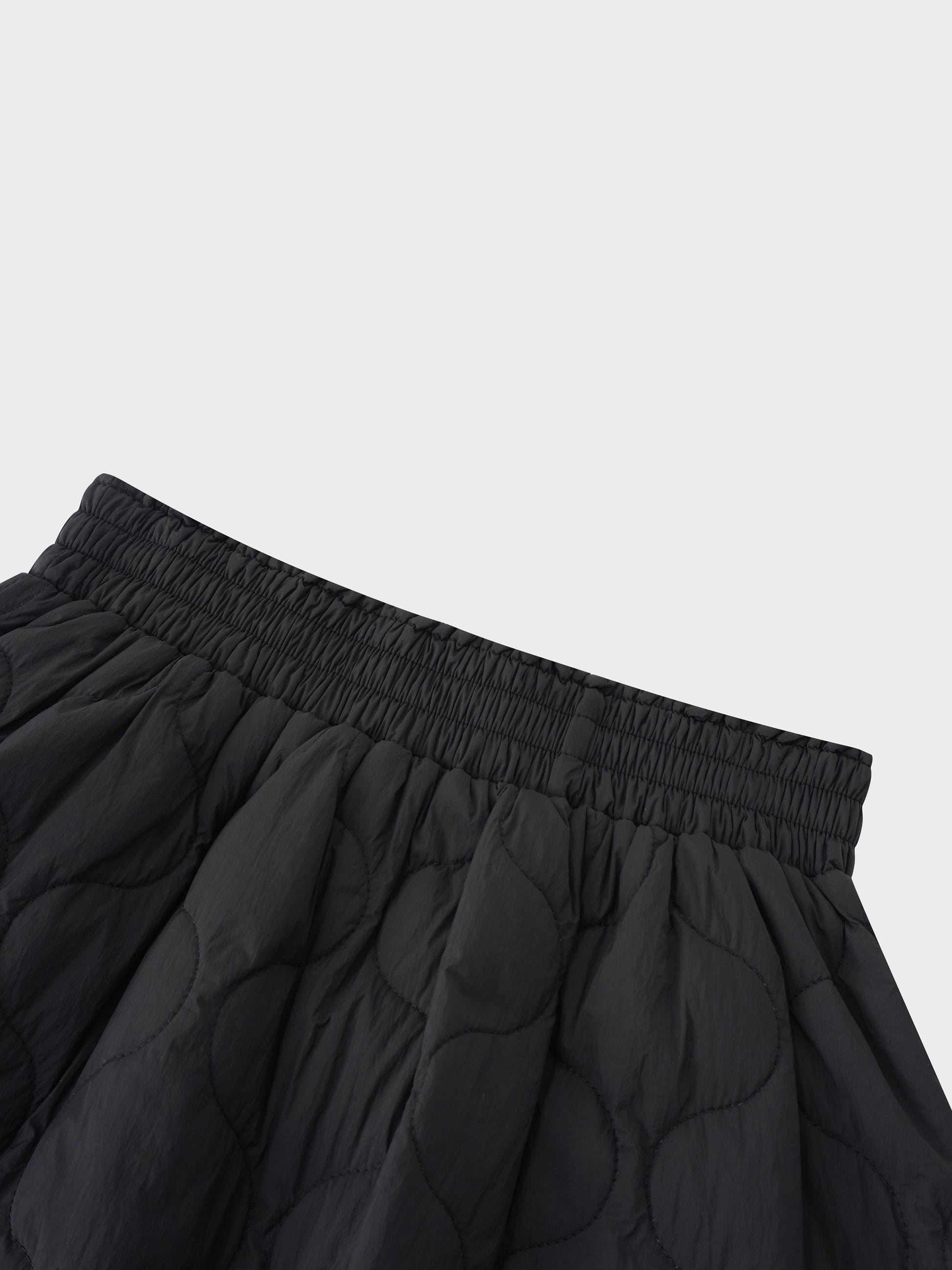 Quilted Puff Skirt-Black-3