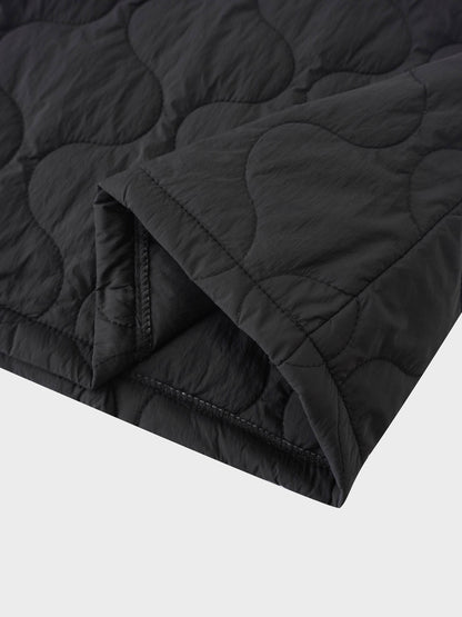 Quilted Puff Skirt-Black-4