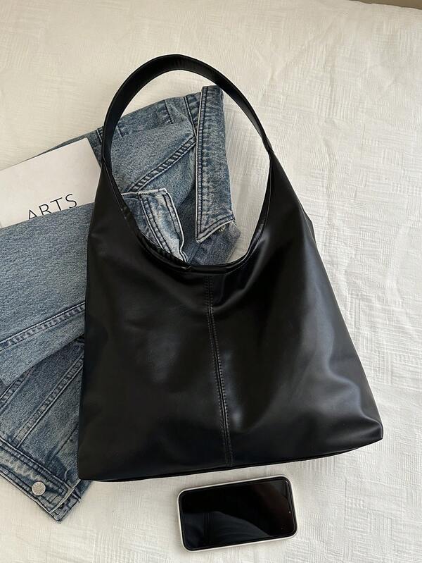 Solid Color Underarm Tote Bag