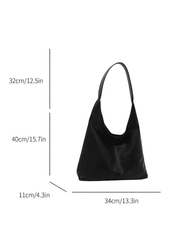 Solid Color Underarm Tote Bag