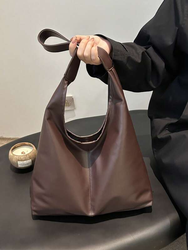Solid Color Underarm Tote Bag