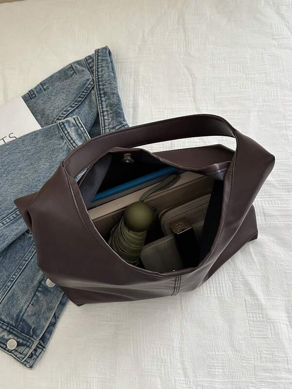 Solid Color Underarm Tote Bag