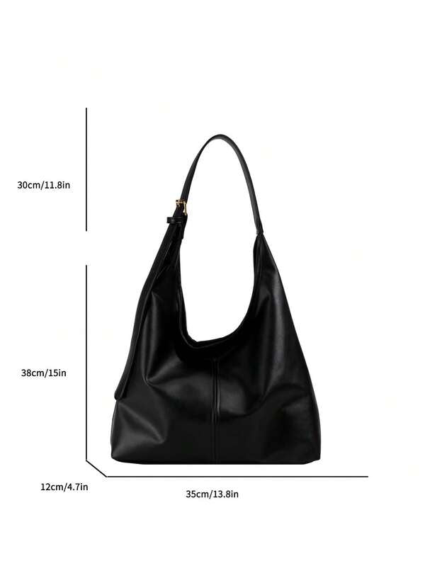 Solid Color Underarm Tote Bag