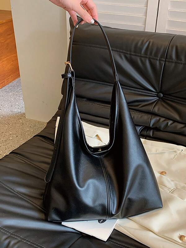 Solid Color Underarm Tote Bag