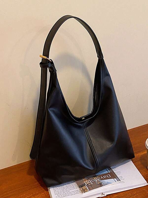 Solid Color Underarm Tote Bag