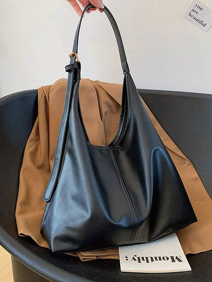Solid Color Underarm Tote Bag