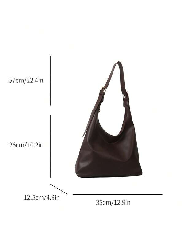 Solid Color Underarm Tote Bag