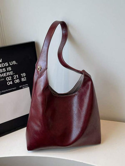 Solid Color Underarm Tote Bag