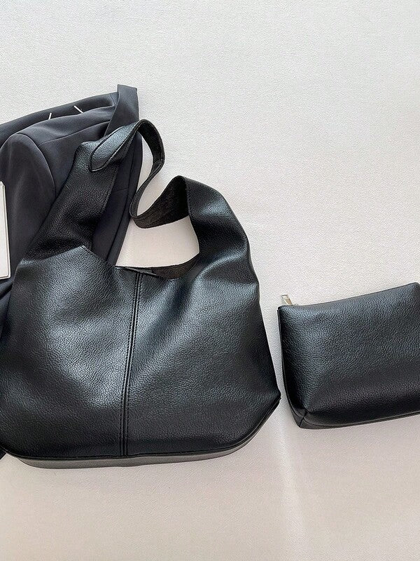 Solid Color Underarm Tote Bag