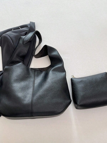 Solid Color Underarm Tote Bag