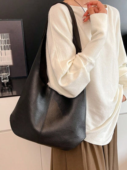 Solid Color Underarm Tote Bag