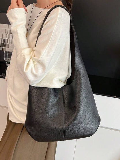 Solid Color Underarm Tote Bag