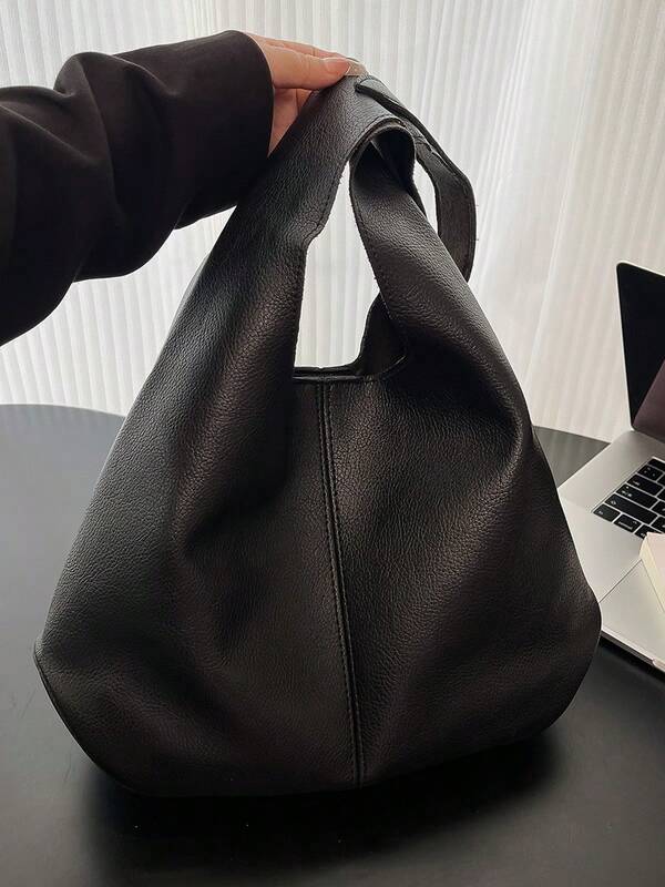Solid Color Underarm Tote Bag