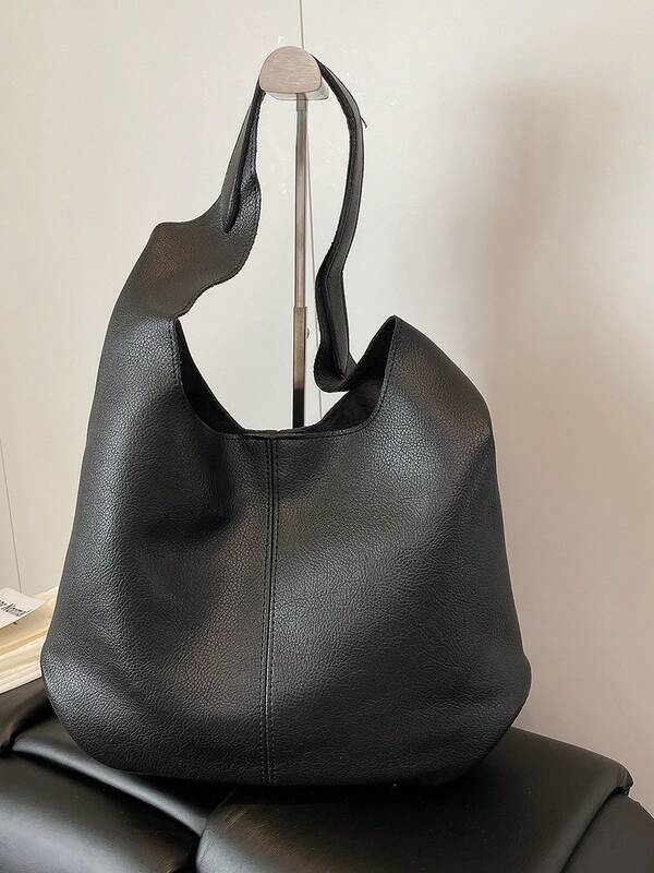 Solid Color Underarm Tote Bag