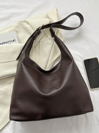 Solid Color Underarm Tote Bag