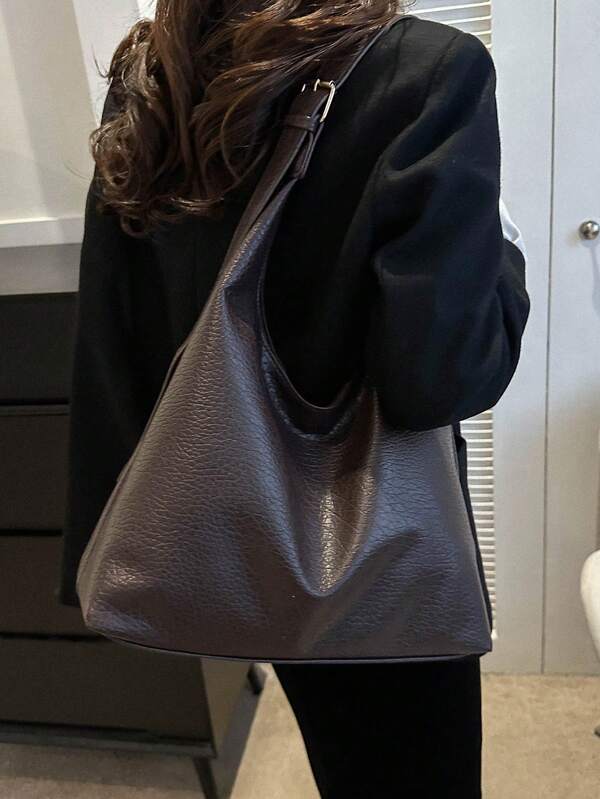 Solid Color Underarm Tote Bag