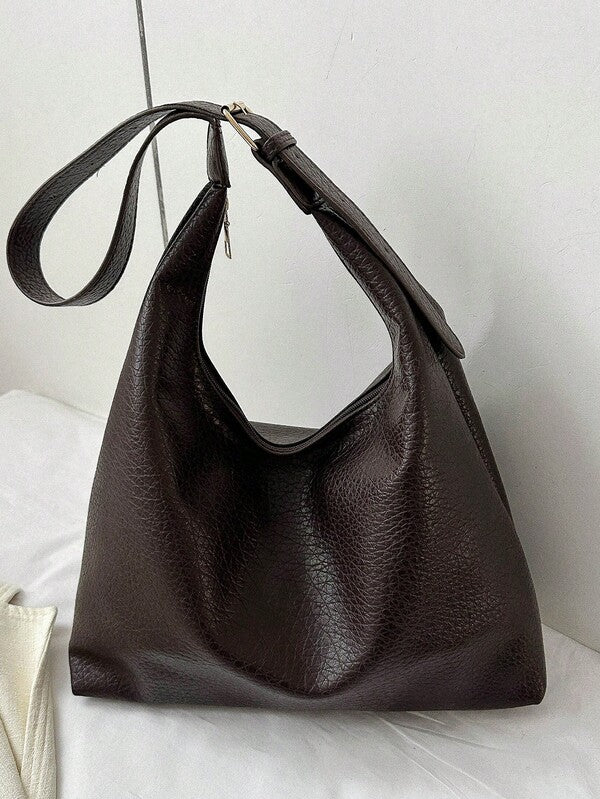 Solid Color Underarm Tote Bag