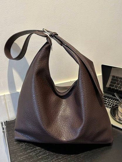 Solid Color Underarm Tote Bag