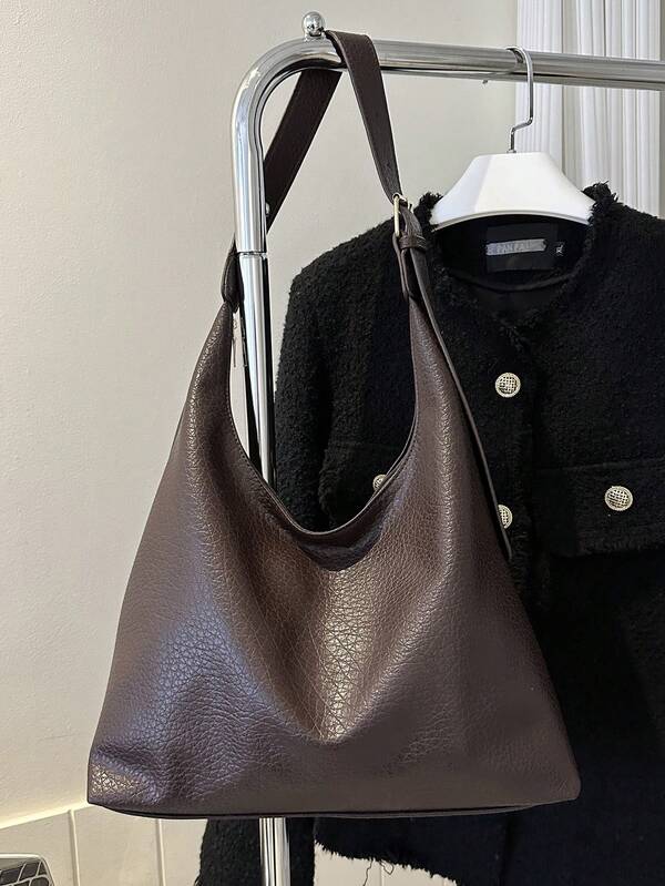 Solid Color Underarm Tote Bag