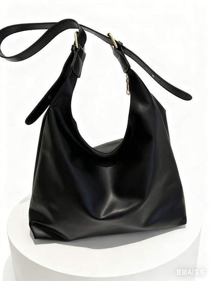 Solid Color Underarm Tote Bag