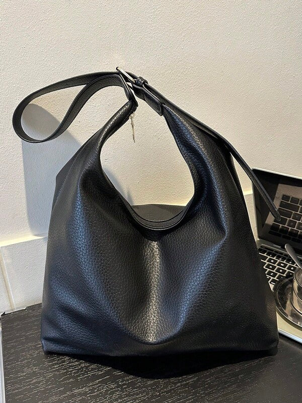 Solid Color Underarm Tote Bag