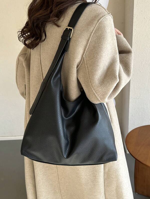 Solid Color Underarm Tote Bag