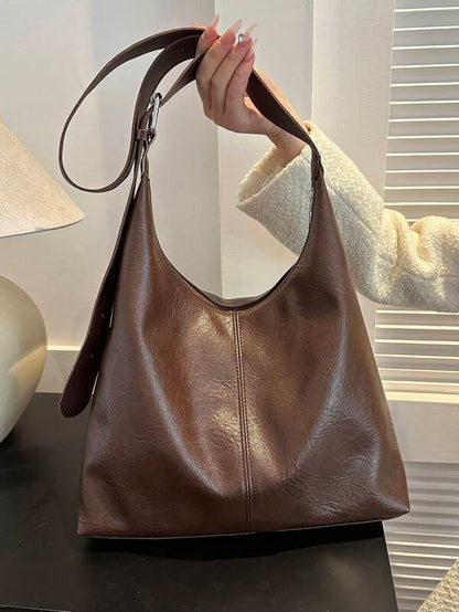 Solid Color Underarm Tote Bag
