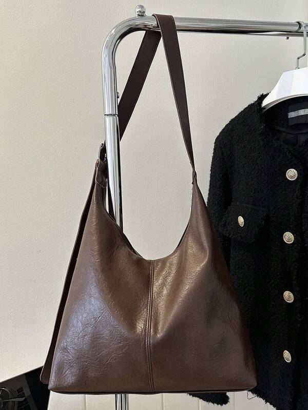 Solid Color Underarm Tote Bag