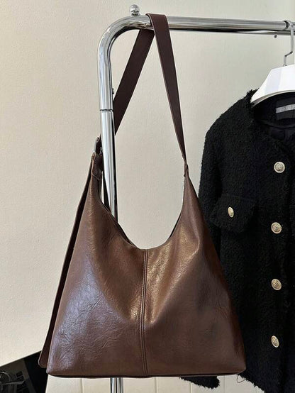 Solid Color Underarm Tote Bag