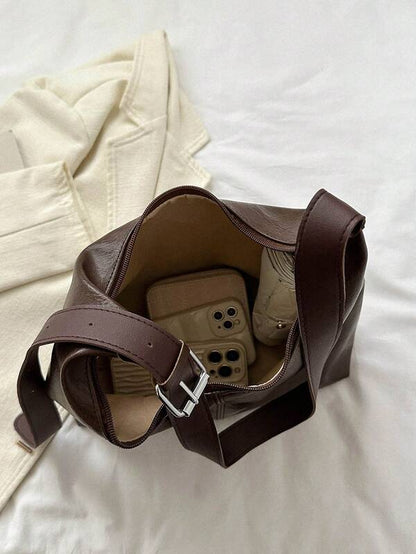 Solid Color Underarm Tote Bag
