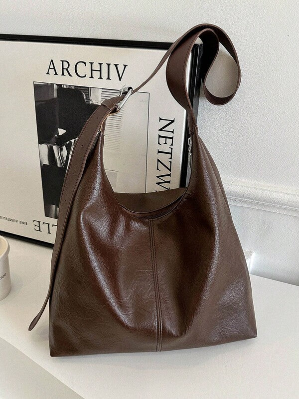 Solid Color Underarm Tote Bag