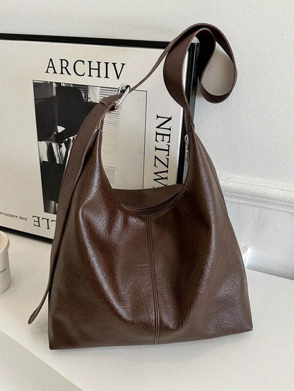 Solid Color Underarm Tote Bag