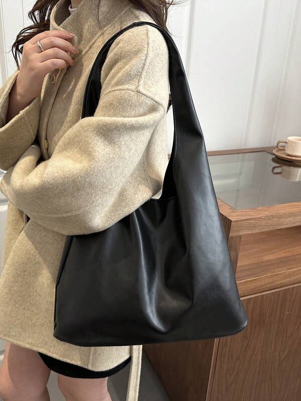 Solid Color Underarm Tote Bag