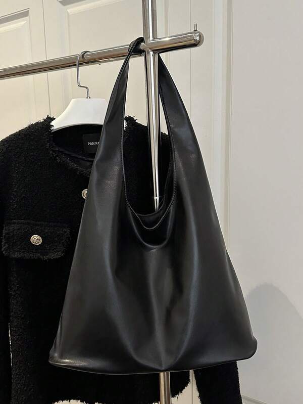 Solid Color Underarm Tote Bag