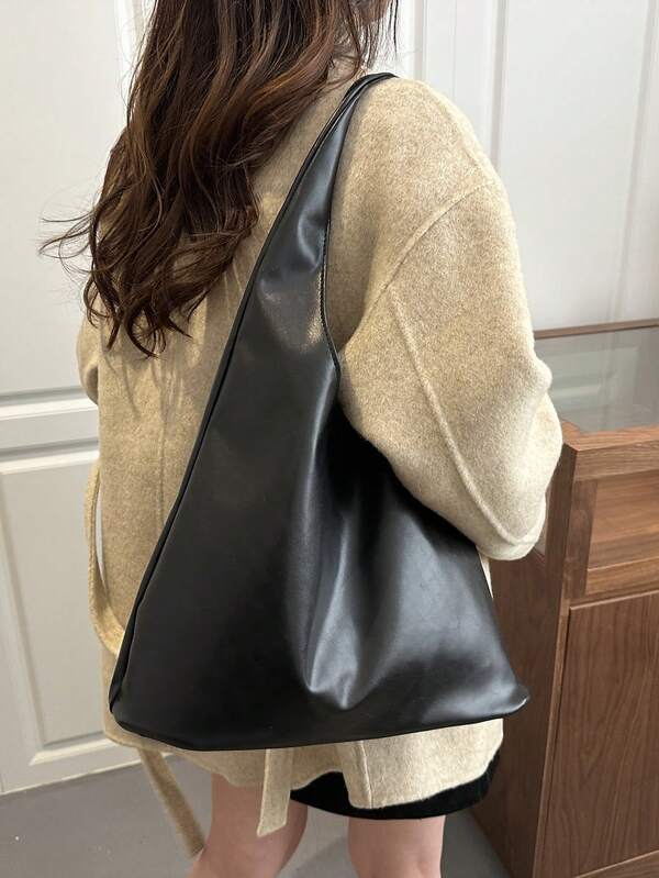 Solid Color Underarm Tote Bag