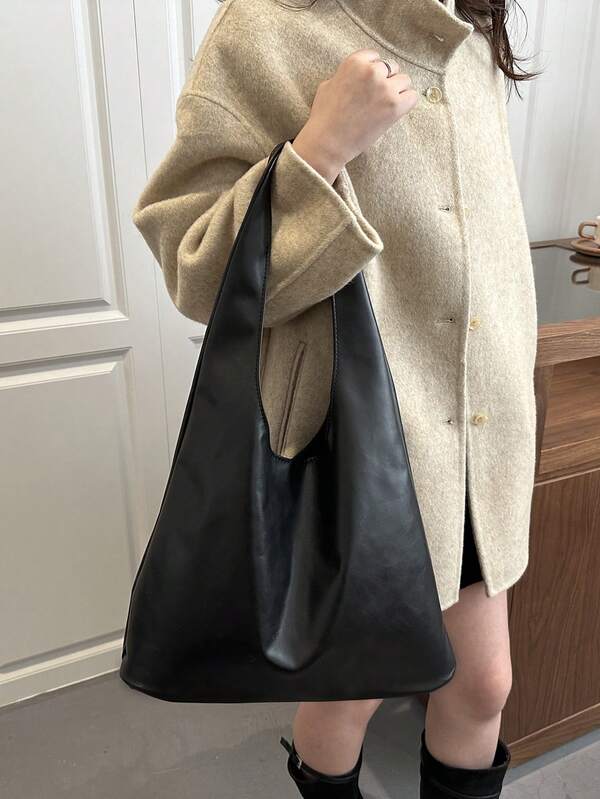 Solid Color Underarm Tote Bag