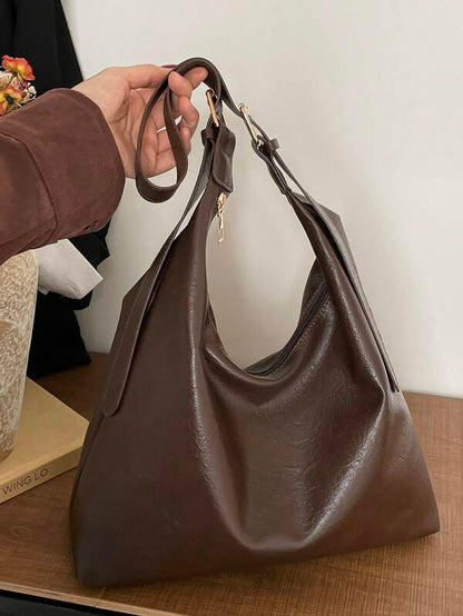 Solid Color Underarm Tote Bag