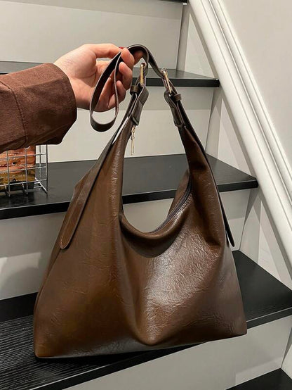 Solid Color Underarm Tote Bag