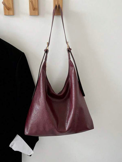 Solid Color Underarm Tote Bag