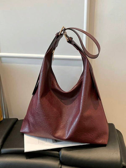 Solid Color Underarm Tote Bag