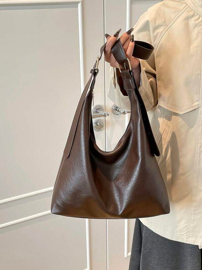 Solid Color Underarm Tote Bag
