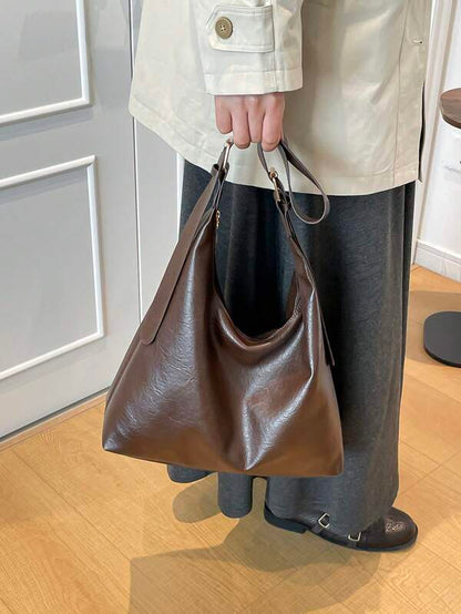 Solid Color Underarm Tote Bag