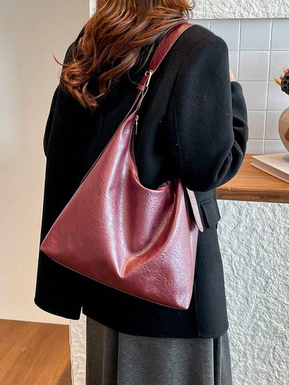Solid Color Underarm Tote Bag