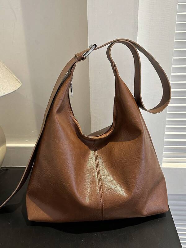 Solid Color Underarm Tote Bag