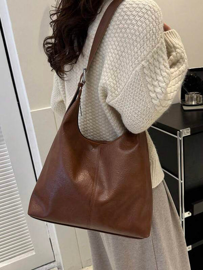 Solid Color Underarm Tote Bag