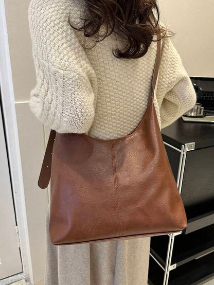 Solid Color Underarm Tote Bag