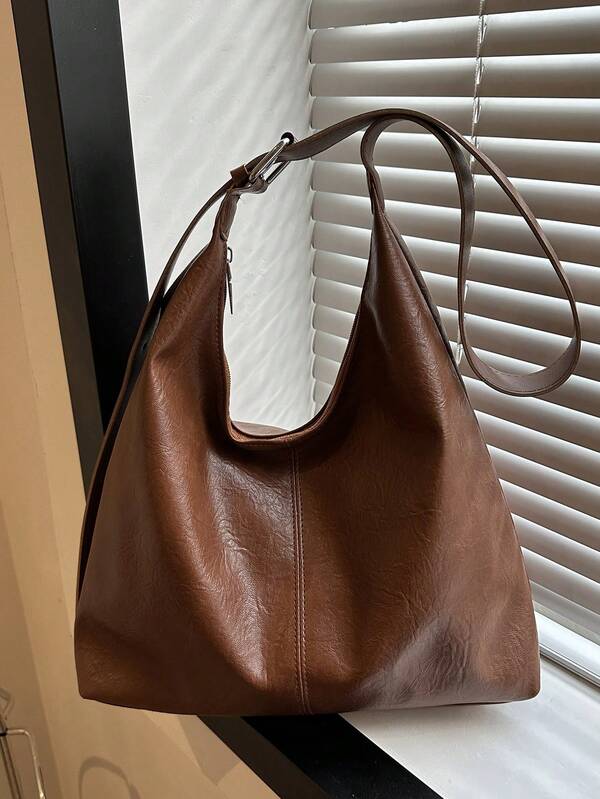 Solid Color Underarm Tote Bag