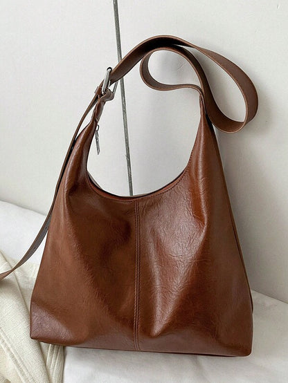 Solid Color Underarm Tote Bag