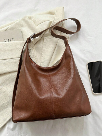 Solid Color Underarm Tote Bag